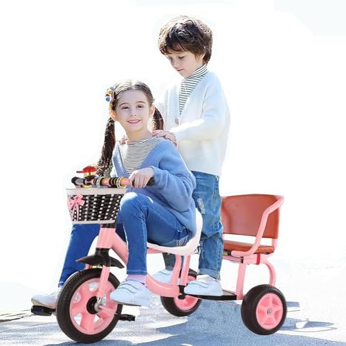 Kleinkind-Dreirad, Daycare Kleinkind Dreirad mit Passagier Sitz, Built-in Multifunktions-Dreirad Perfektes Spielzeug für Mädchen Geschenke Dreiräder, Inflate-Free Räder, Outdoor Playgroun(Pink) von XUNCHAO