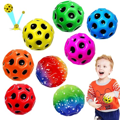 XUNIVERS 8 Stück Moon Ball,Hohe Springender Gummiball,Hüpfende Bälle in 8 Farben,Planeten Hüpfbälle Leicht zu Greifen,Geschenke für Jungen und Mädchen,Kids Party Gift von XUNIVERS