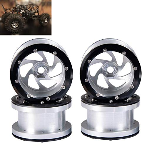 ZuoLan 4 Stück 2.2 Zoll RC Felge Felgenringe Beadlock Felgen für 1/10 Crawler Truck Modell-Auto Axial Wraith (Silver) von ZuoLan