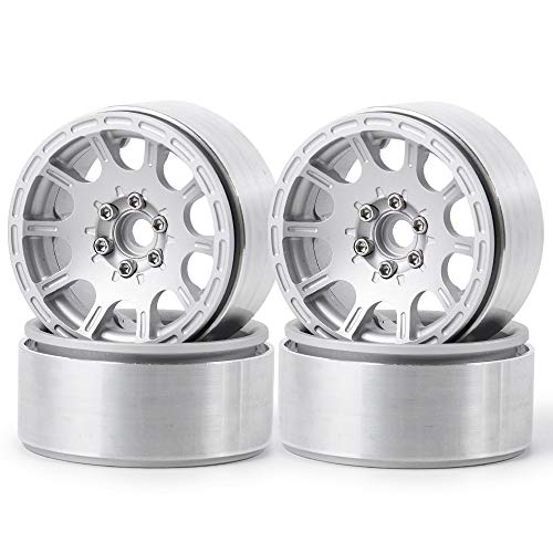 ZuoLan 4 Stück Aluminum Alloy 2.2 RC Felge Felgenringe Beadlock Radfelge für 1/10th RC Crawler Auto Axial Wraith (Silber) von ZuoLan