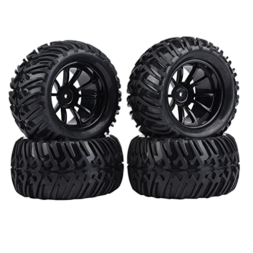 XUXHOU 4pcs RC Car Tire, RC Gummi -Reifen Plastikrad Rand Hub y -förmiger Reifen für 1/10 Skala RC LKW -Auto (Schwarzes 10-Loch-Profil) von XUXHOU