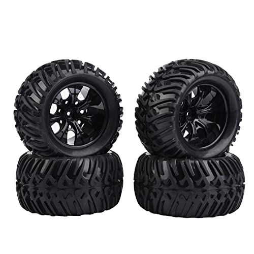 XUXHOU 4pcs RC Car Tire, RC Gummi -Reifen Plastikrad Rand Hub y -förmiger Reifen für 1/10 Skala RC LKW -Auto (Schwarzes 7-Loch-Profil) von XUXHOU