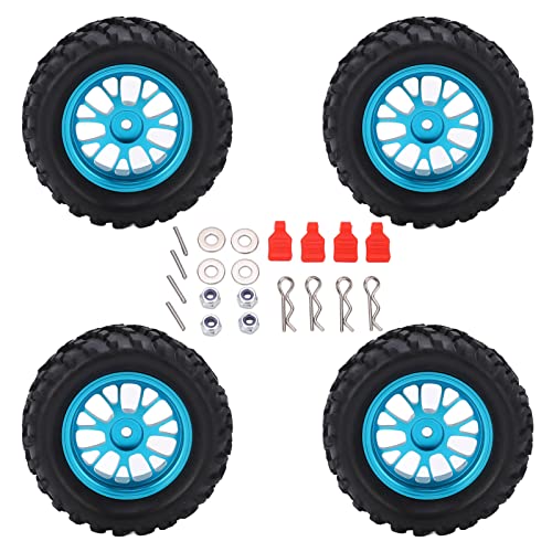 XUXHOU 4pcs RC -Reifen -Set, 82 Mm Vorne Hintere Gummireifen Aluminium -Leichtmetallrad Rims Set für Wltoys 144001 1/14 RC Off Road Car von XUXHOU