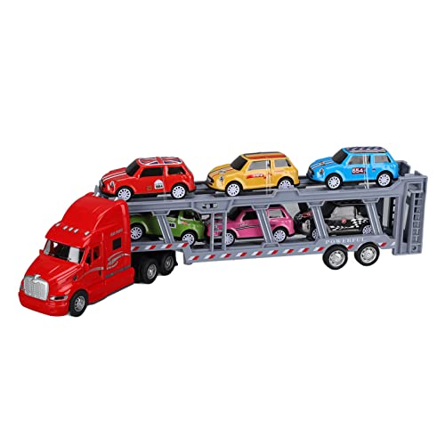 XUXHOU Transporter-LKW-Spielzeug, 1:48 Hohe Simulationslegierung, Abnehmbares Sechs-Auto-Kindertransporter-LKW-Fahrzeugmodell (Rot) von XUXHOU