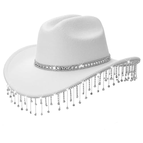 XVHOAB 1pc Strass Cowboyhut, Western Glitter Disco Cowboy Hut mit Quastendekor für Karneval, Themenpartys, Tanzperformance. XVHOAB 1pc Strass Cowboyhut, Western Glitter Disco Cowboy Hut mit Quastendekor für Karneval, Themenpartys, Tanzperformance. von XVHOAB