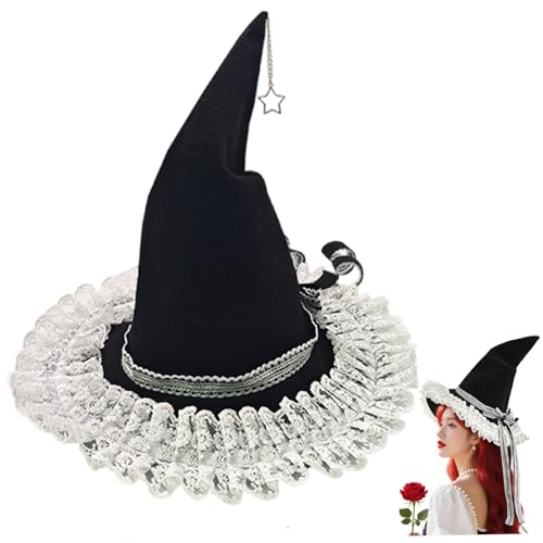 XVHOAB 1pc Witches Hut elegante mysteriöse Spitzenzauberer Hut mit Bogen Halloween Kostümen für Frauen Halloween Weihnachts -Cosplay -Party XVHOAB 1pc Witches Hut elegante mysteriöse Spitzenzauberer Hut mit Bogen Halloween Kostümen für Frauen Halloween Weihnachts -Cosplay -Party von XVHOAB