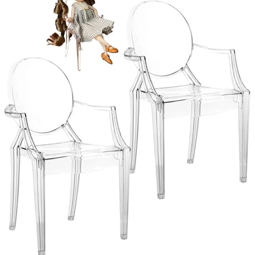 XVHOAB 2pcs 1: 6 Scale Puppenmöbel, Plastik klar Mini -Puppenhaus -Stuhl Miniatur Sessel Modern Modern Furniture Puppenhauszubehör XVHOAB 2pcs 1: 6 Scale Puppenmöbel, Plastik klar Mini -Puppenhaus -Stuhl Miniatur Sessel Modern Modern Furniture Puppenhauszubehör von XVHOAB