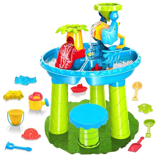 XVHOAB Kids Water Table, 3 in 1 Wasser- und Sandspieltisch mit Tieren Formen, Schaufeln, Kelle, Handscharke, Eimer, Bank und mehr für Sommer -Beach -Pool -Hinterhof -Spielzeuge XVHOAB Kids Water Table, 3 in 1 Wasser- und Sandspieltisch mit Tieren Formen, Schaufeln, Kelle, Handscharke, Eimer, Bank und mehr für Sommer -Beach -Pool -Hinterhof -Spielzeuge von XVHOAB