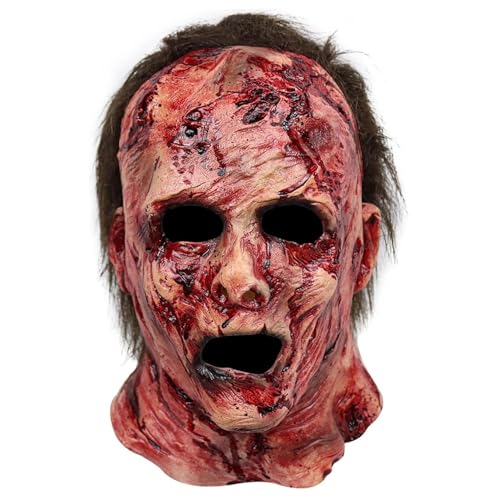 XVHOAB Scary Maske Realistische Latexmaske mit blutigen Narben 10x11x11.8 Halloween Horror verdrehtes Gesicht gruselig mit Belüftungslöchern für Halloween Cosplay Party Streich. XVHOAB Scary Maske Realistische Latexmaske mit blutigen Narben 10x11x11.8 Halloween Horror verdrehtes Gesicht gruselig mit Belüftungslöchern für Halloween Cosplay Party Streich. von XVHOAB