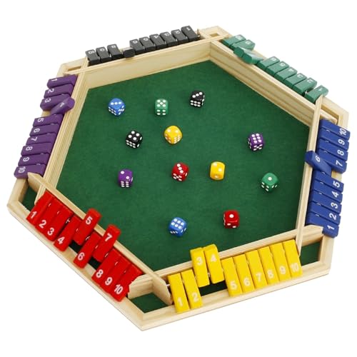 Close The Box Game Holz-Shut-The-Box-Spiel Shut The Box Brettwürfelspiel mit 12 Zahlen und Deckel for Kinder Erwachsene Familien(Green) von XWMSCLAK