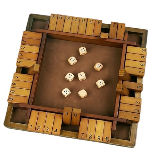 Holzwürfel-Brettspiel „Shut The Box“ for 4 Spieler, Klappen- und Würfelspiel, Eltern-Kind-Interaktion, Familienunterhaltung(Style 6 with 8 Dices) von XWMSCLAK