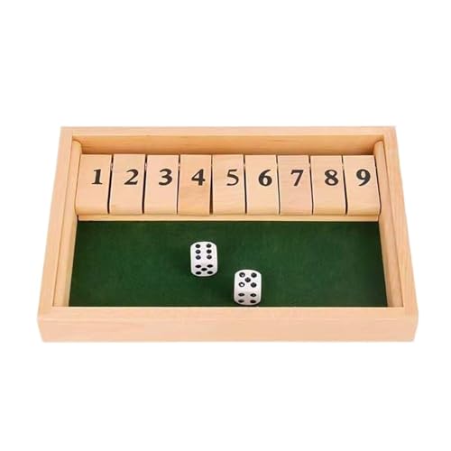 Shut Pub The Box Würfelbrettspiel, Holzklappen und Würfelspiel, 4 Spieler, Bar-Partyzubehör, Familienunterhaltung for Kinder und Erwachsene(Style 2-Red) von XWMSCLAK