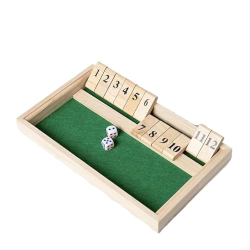 Shut-The-Box-Würfelbrettspiel aus Holz, klassisches Shut-The-Box-Würfelspiel, Tischversion mit 12 Zahlen und Pub-Brettspiel von XWMSCLAK