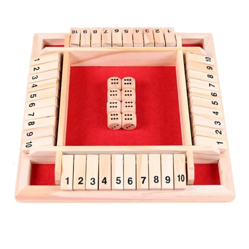 Vierseitiges 10 Numbers Shut The Box Brettspiel-Set, Würfel, Party, Club, Trinkspiele for Erwachsene und Familien(D) von XWMSCLAK