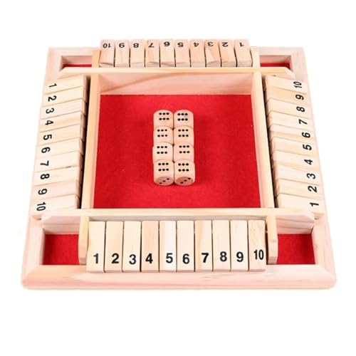 Vierseitiges 10 Numbers Shut The Box Brettspiel-Set, Würfel, Party, Club, Trinkspiele for Erwachsene und Familien(Style C) von XWMSCLAK