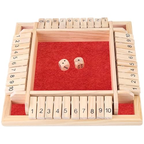 Vierseitiges 10 Numbers Shut The Box Brettspielset Würfel Party Club Trinkspiele for Erwachsene Familien(Style C) von XWMSCLAK