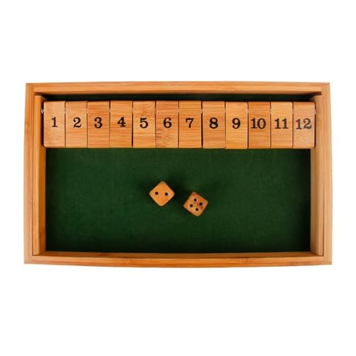 XWMSCLAK 12 Zahlen Shut The Box Würfel Holzspielbrett Praktische lustige Party-Club-Trinkspiele for Erwachsene und Familien von XWMSCLAK