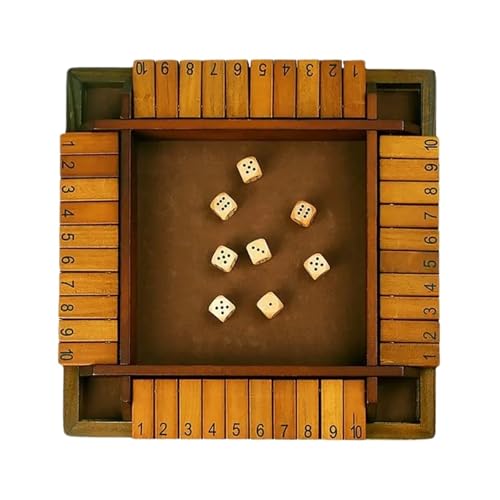 XWMSCLAK Holz 4 Sided Shut The Box Würfel Brettspiel for Kinder Erwachsene Holztisch Brettspiele for Bar Familienfeier(E) von XWMSCLAK