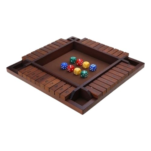 XWMSCLAK Holz 4 Spieler Shut Box Würfelspiel Vierseitiges Zahlendrehspiel Lernspielzeug Party Tischbrettspiel Leicht zu Spielen von XWMSCLAK