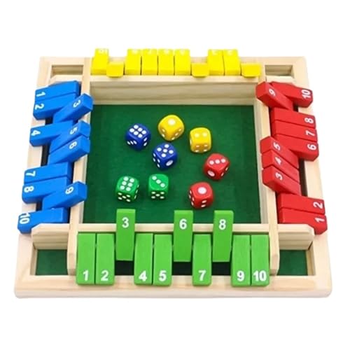 XWMSCLAK Holzwürfel-Brettspiel „Shut The Box“ for 4 Spieler, Klappen- und Würfelspiel, Eltern-Kind-Interaktion, Familienunterhaltung(Green) von XWMSCLAK