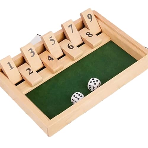 XWMSCLAK Klassisches „Shut The Box Bar“-Brettwürfelspiel for 4 Spieler, 9-stelliges Würfelspiel, Familienreisespielzeug, Tischspiele, Familienunterhaltung von XWMSCLAK