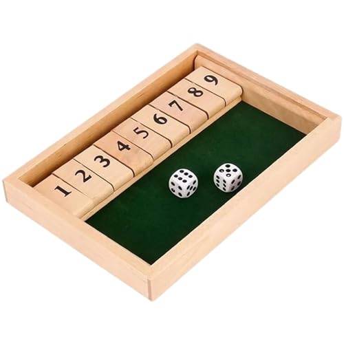 XWMSCLAK Klassisches „Shut The Box Bar“-Brettwürfelspiel for 4 Spieler, 9-stelliges Würfelspiel, Familienreisespielzeug, Tischspiele, Familienunterhaltung von XWMSCLAK