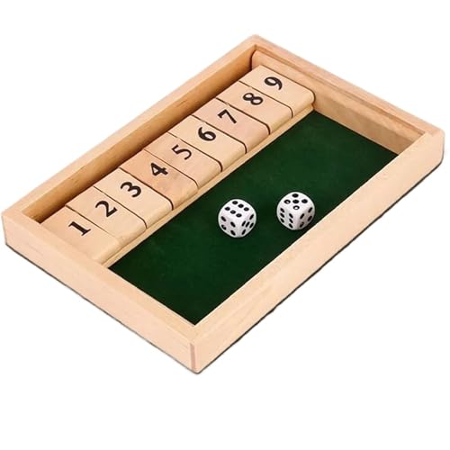 XWMSCLAK Klassisches „Shut The Box Bar“-Brettwürfelspiel for 4 Spieler, 9-stelliges Würfelspiel, Familienreisespielzeug, Tischspiele, Familienunterhaltung von XWMSCLAK