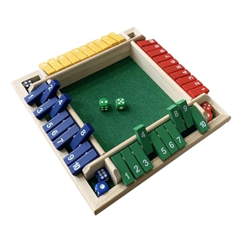 XWMSCLAK Shut The Box Würfel-Brettspiel, 2–4 Spieler, Holztischspiel, amüsantes Spiel mit 1–10 Zahlen, Reisespiele(Default) von XWMSCLAK