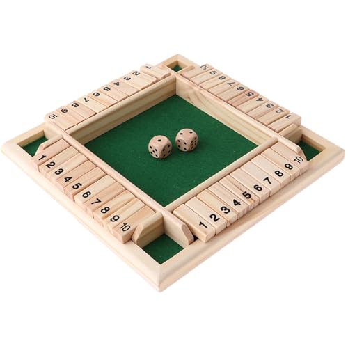 XWMSCLAK Shut The Box Würfel-Brettspiel, 2–4 Spieler, Holztischspiel, amüsantes Spiel mit 1–10 Zahlen for Party, Club, Trinken(Default) von XWMSCLAK