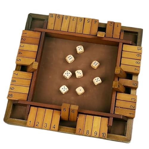 XWMSCLAK Shut The Box Würfelbrettspiel, Holzklappen und Würfelspiel, 4 Spieler, Pub, Bar, Partyzubehör, Familienunterhaltung for Kinder und Erwachsene(Style 1) von XWMSCLAK