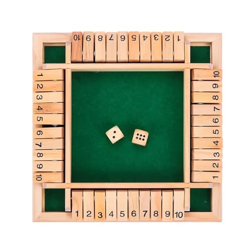 XWMSCLAK Shut The Box Würfelbrettspiel, Holzklappen und Würfelspiel, 4 Spieler, Pub, Bar, Partyzubehör, Familienunterhaltung for Kinder und Erwachsene(Style 1-Green) von XWMSCLAK