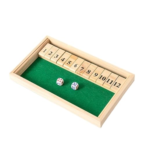 XWMSCLAK Shut The Box Würfelspiel Holz-Shut-The-Box-Würfelbrettspiel, Klassische Tischversion mit 12 Zahlen und Pub-Brettspiel von XWMSCLAK