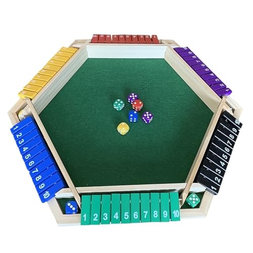 XWMSCLAK Shut The Box-Würfelspiel for 1–6 Spieler, Holzbrett-Mathe-Spiel mit 6 Würfeln for Kinder und Erwachsene, Picknick, Zuhause, Party oder Kneipe(Brown) von XWMSCLAK