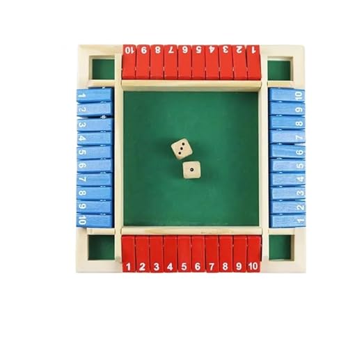 XWMSCLAK Vier-Personen-Digital-Buntwürfel „Shut The Box“-Brettspiel, vierseitiges Tischspiel-Set for Bar-Familienparty-Spiele(R) von XWMSCLAK