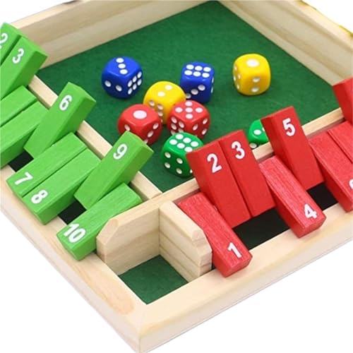 XWMSCLAK Vier-Personen-Digital-Buntwürfel „Shut The Box“-Brettspiel, vierseitiges Tischspiel-Set for Bar-Familienparty-Unterhaltung(A) von XWMSCLAK