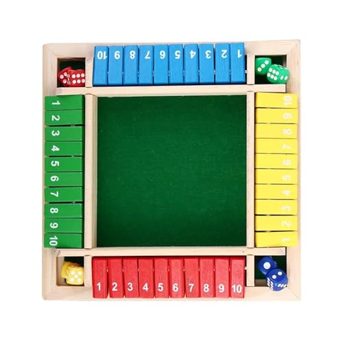 XWMSCLAK Vierseitige Flip-Kartenspielbox, Würfelspielzeug, intellektuelles Lernspiel, Eltern-Kind-Spiele, geschlossenes Holz-Zahlenspiel, Brettspiele von XWMSCLAK