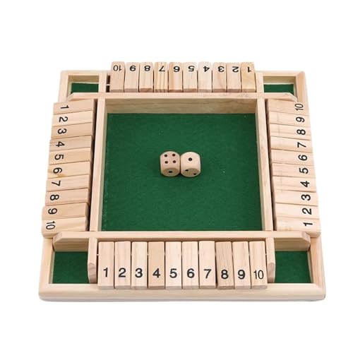 XWMSCLAK Vierseitiges 10 Numbers Shut The Box Brettspielset Würfel Party Club Trinkspiele for Erwachsene Familien(A) von XWMSCLAK