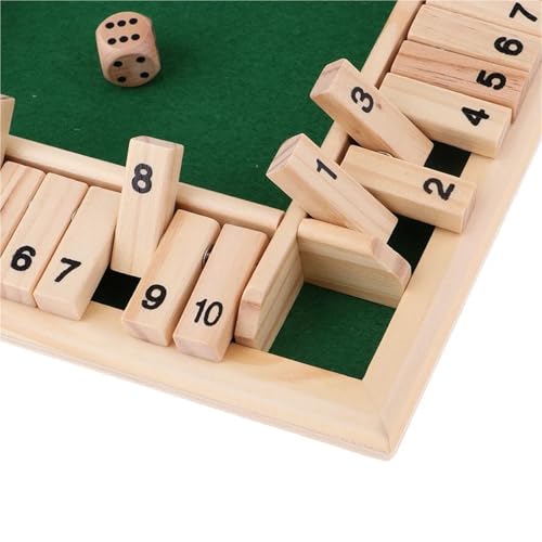 XWMSCLAK Würfelbrett-Box-Spiel-Set, 10 Zahlen, vierseitig, geschlossen, Party, Club, Trinkspiele, interessante Familie(Dark Khaki) von XWMSCLAK