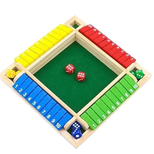 XWMSCLAK Würfelbrett-Boxspiel-Set, 10 Zahlen, vierseitig, geschlossen, Party, Club, Trinkspiele, interessantes Familienspiel(Red) von XWMSCLAK