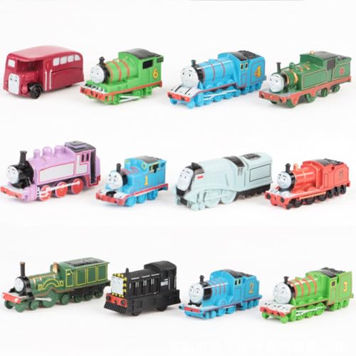 Züge Figuren Spielzeug 12 Stück Trains Mini Figures Set, Mini Figuren THO-Mas und Seine Freunde, Kinderpuppen, Kleine Spielzeuge, Kuchendekorationen für Partys von XWMTDKX