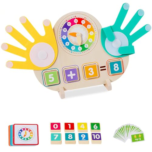 Holz Mathe-Zählspielzeug, Montessori Spielzeug ab 3 Jahre, Holzspielzeug Fingerzählmathe, Zählen Lernspielzeug ab 3-9 Jahre Jungen Mädchen, Pädagogisch Wertvoll für Rechnen und Zahlen Lernen (Uhr) Holz Mathe-Zählspielzeug, Montessori Spielzeug ab 3 Jahre, Holzspielzeug Fingerzählmathe, Zählen Lernspielzeug ab 3-9 Jahre Jungen Mädchen, Pädagogisch Wertvoll für Rechnen und Zahlen Lernen (Uhr) von XWUX