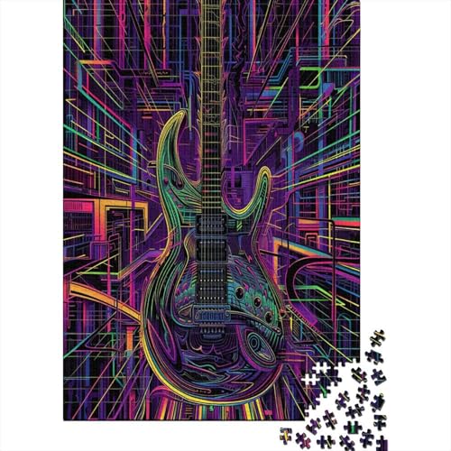 Guitar Puzzle 1000 Teile für Erwachsene Holzpuzzle 1000 Teile für Erwachsene Puzzlespiel Puzzlespiel Wohnkultur 1000 Stück (75 x 50 cm) von XWVALDYZL