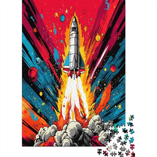 Rocket Holzpuzzle 1000 Teile für Erwachsene anspruchsvolles Puzzle für Erwachsene Geschenk mit 1000 Teilen oder Ganzstück für Männer und Frauen 1000 Stück (75 x 50 cm) von XWVALDYZL