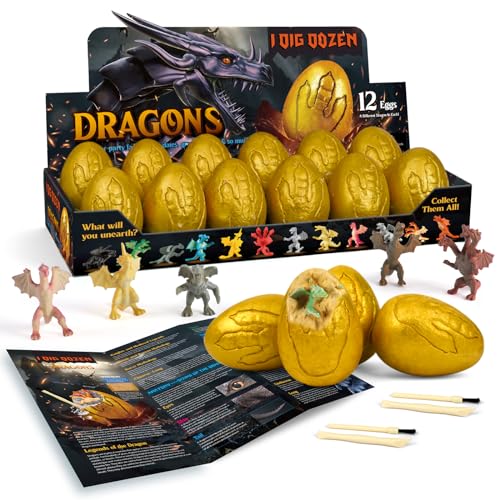 Grabset für Kinder Gold Drachenei Ausgrabungsset für Kinder - 12-Drachenspielzeug Ausgraben - Experimente Geschenk Junge Mädchen 5 6 7 8 9 10 11 12 Jahre von XX