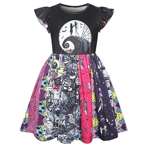 XYBXXT Lillte Mädchenkostüm Sally, Halloween-Partykleid, Film, Rollenspiel, Weihnachten, Albtraumkleid (7–8 Jahre, schwarz) von XYBXXT