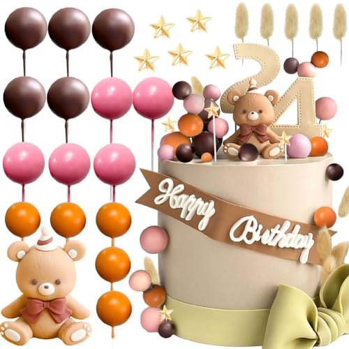 Bär Kuchen Topper Rosa Cake Toppers Kugeln Bär Baby Dusche Party Supplies Bär Dekoration Hochzeitstorte Dekor Baby Dusche Kuchen Dekoration Geschlecht Enthüllen Kuchen Dekoration von XYPNRTMP