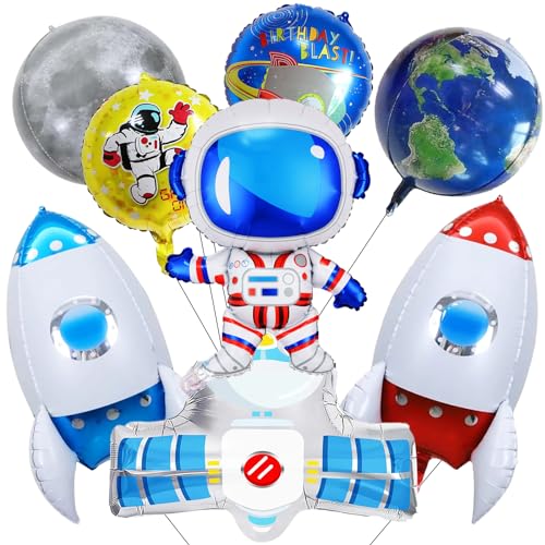 Weltraum Geburtstag Deko Luftballons,Astronaut Folienballon 8 Pcs,Rakete Raumschiff Helium Ballons, Kindergeburtstag Deko Junge,Weltraum Thema Party Dekorationen,Kinder Geburtstagsfeier Zubehör von XYWOQS