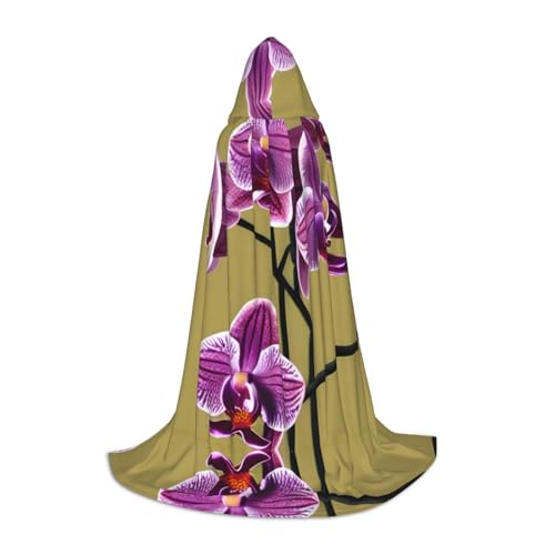 XZDAL Beautiful Orchids Printed Hooded Cape S for Teens Cosplay Role-Play Festival Maskerade and Theme Party Costume von XZDAL