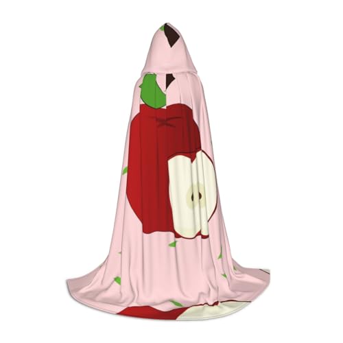 XZDAL Cartoon Red Fruit Printed Hooded Cape M for Teens Cosplay Role-Play Festival Maskerade and Theme Party Costume von XZDAL