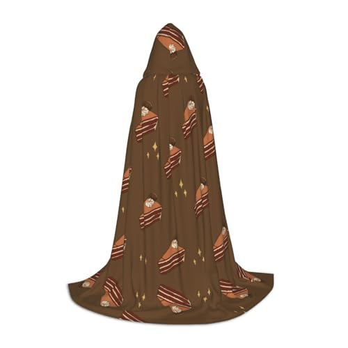 XZDAL Chocolate Squares Cake Printed Hooded Cape S for Teens - Cosplay, Role-Play, Festival, Maskerade, and Theme Party Costume von XZDAL